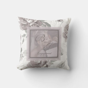 Dusty rose pink custom engagement photo keepsake cushion