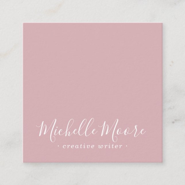 Dusty rose pink elegant minimal professional square business card (Front)
