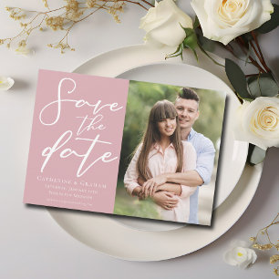 Dusty Rose Pink Engagement Couple Photo Save The Date
