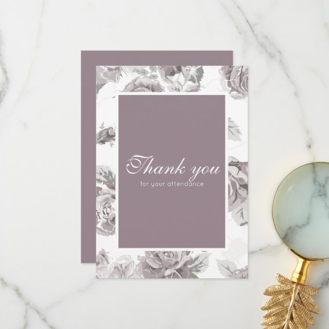 Dusty rose pink engagement party thank you card (Front/Back In Situ)