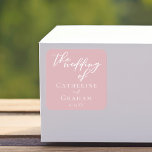 Dusty Rose Pink Feminine Typography Wedding Square Sticker<br><div class="desc">This dusty rose pink wedding sticker features delicate white typography for a romantic afternoon ceremony for a feminine bride who likes soft colours and minimal script design. Soft pastel pink labels.</div>