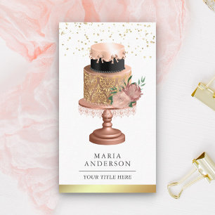 Dusty Rose Pink Floral Cake Pastry Chef Bakery Business Card