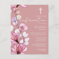 Dusty Rose Pink Floral Confirmation Invitation