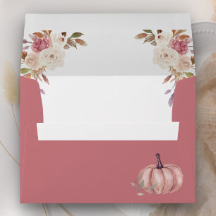 Dusty Rose Pink Floral Pumpkin Envelope