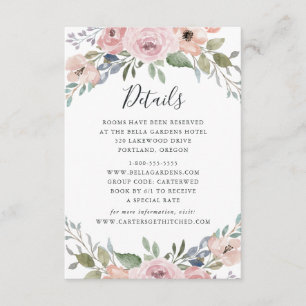 Dusty Rose Pink Floral Wedding Guest Information Enclosure Card