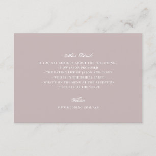 Dusty Rose Pink Formal Classic Elegant Wedding Enclosure Card