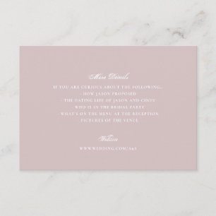 Dusty Rose Pink Formal Classic Wedding Details Enclosure Card