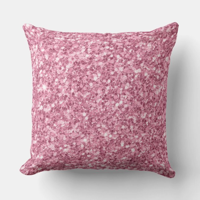 Dusty Rose Pink Glitter Texture Print Cushion (Front)