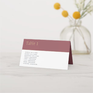 Dusty Rose Pink Gold Wedding TABLE Number Names Place Card