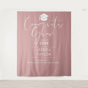 Dusty Rose Pink Graduation Party Photo Backdrop Tapestry