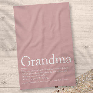 Dusty Rose Pink Grandma Granny Definition  Tea Towel