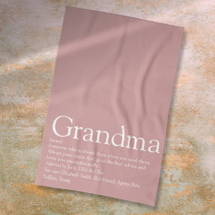 Dusty Rose Pink Grandma Granny Definition  Tea Towel