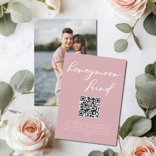 Dusty Rose Pink Honeymoon Fund with Couple Photo Enclosure Card