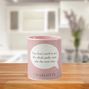 Dusty rose pink ivory inspirational goal quote mug