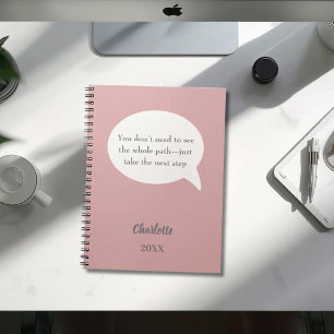 Dusty rose pink ivory inspirational goal quote notebook