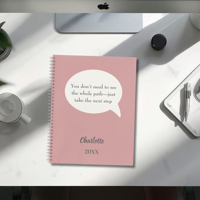 Dusty rose pink ivory inspirational goal quote notebook (Creator Uploaded)