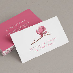 Dusty rose pink magnolia lip colour distributor business card