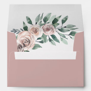 Dusty Rose Pink Mauve Boho Greenery Floral Wedding Envelope