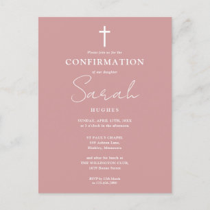 Dusty Rose Pink Minimalist Confirmation Invitation Postcard