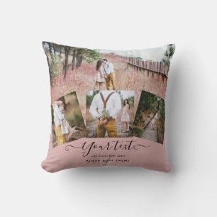 Dusty Rose Pink Newlyweds Wedding PHOTO Gift Cushion