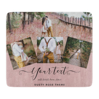 Dusty Rose Pink Newlyweds Wedding PHOTO Gift Cutting Board