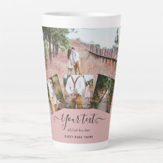 Dusty Rose Pink Newlyweds Wedding PHOTO Gift Latte Mug