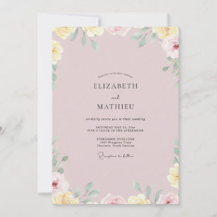 Dusty Rose Pink Petal Wedding Invitation