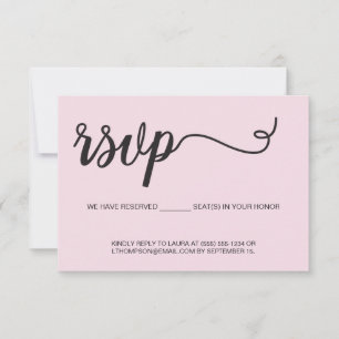 Dusty Rose Pink RSVP Reserved Seat wedding Card