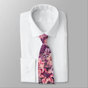 Dusty Rose Pink Salmon Rose Gold Garden Flowers Tie