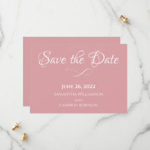 Dusty Rose Pink Simple Elegant Romantic Wedding Save The Date