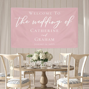 Dusty Rose Pink Typography Feminine Wedding Banner