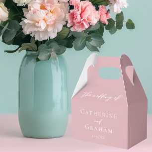 Dusty Rose Pink Typography Feminine Wedding Favour Box