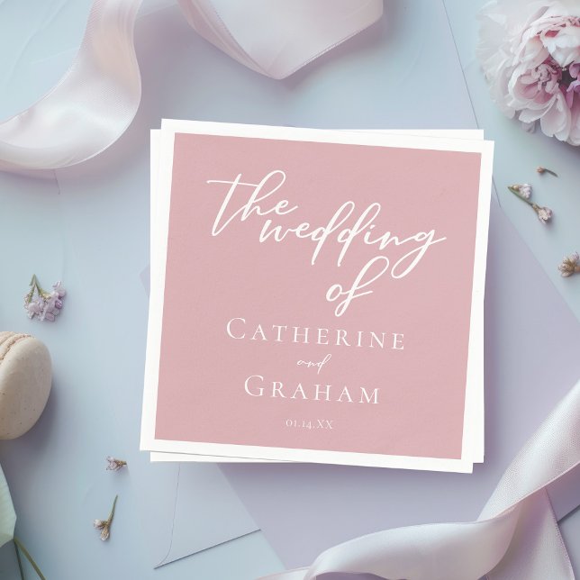 Dusty Rose Pink Typography Feminine Wedding Napkin (Creator Uploaded)