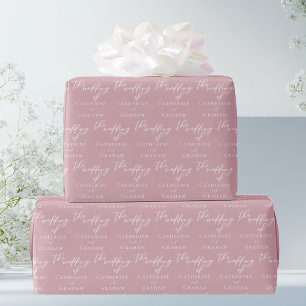 Dusty Rose Pink Typography Personalized Wedding Wrapping Paper