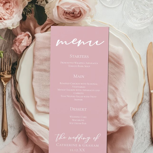 Dusty Rose Pink Typography Wedding Dinner Menu (Creator Uploaded)