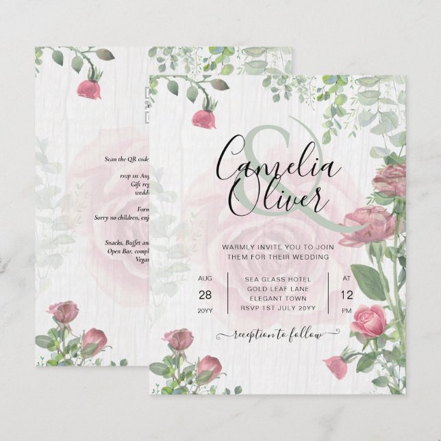 Dusty Rose Pink Wedding  (Front/Back)