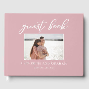 Dusty Rose Pink Wedding Couple Photo Guest Book
