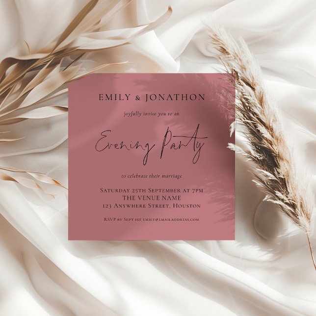 Dusty Rose Pink Wedding Evening Party Invite (Creator Uploaded)
