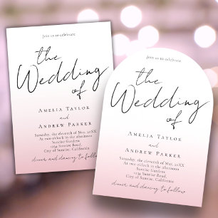 Dusty Rose Pink Wedding Invitation QR Code RSVP