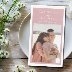 Dusty Rose Pink Wedding Personalized Photo Napkin