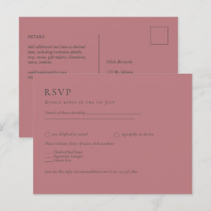 Dusty Rose Pink Wedding  Postcard