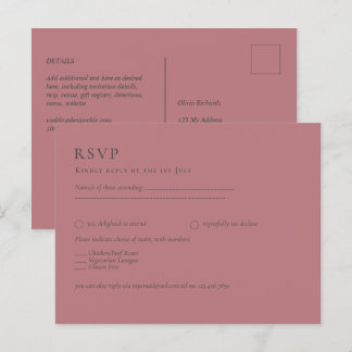Dusty Rose Pink Wedding  Postcard