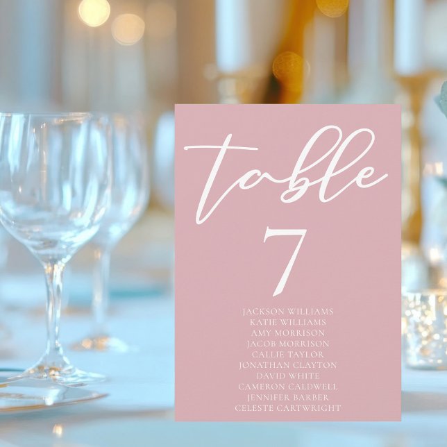 Dusty Rose Pink Wedding Table Card w Names (Creator Uploaded)