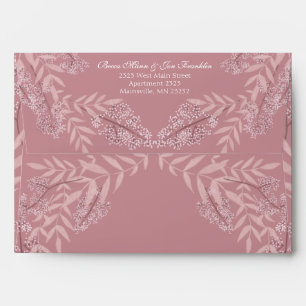 Dusty Rose Pink Wedding Vintage Botanical Envelope