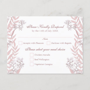 Dusty Rose Pink Wedding Vintage Botanical Holiday Postcard