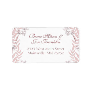 Dusty Rose Pink Wedding Vintage Botanical Label