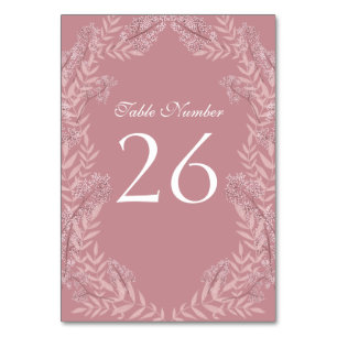 Dusty Rose Pink Wedding Vintage Botanical Table Number