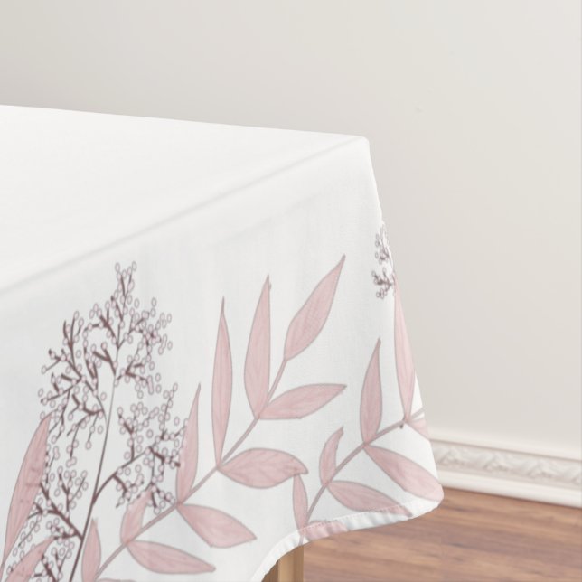 Dusty Rose Pink Wedding Vintage Botanical Tablecloth (In Situ)