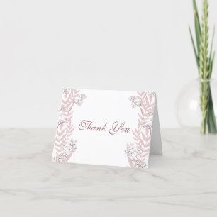 Dusty Rose Pink Wedding Vintage Botanical Thank You Card