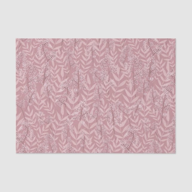 Dusty Rose Pink Wedding Vintage Botanical Tissue Paper (Front)